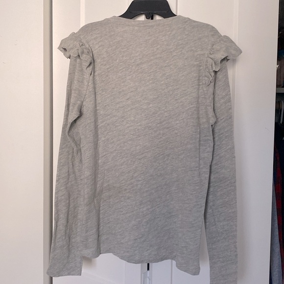 NWOT [Frame] Ruffled Shoulder Long-Sleeved Gray Shirt Women’s Size Medium - Picture 6 of 9